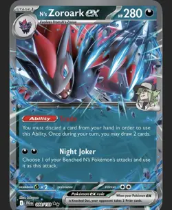 Pokemon TCG N's Zoroark EX Double Rare Holo Card 098/159 SV09 Journey Together - Image 1