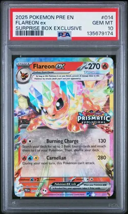 Pokemon TCG PSA 10 Flareon EX 014/131 Prismatic Evolutions Stamped Promo Card - Image 1