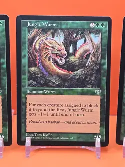 🟢🟢🟢 (4) 1996 MAGIC THE GATHERING JUNGLE WURM MIRAGE UNPLAYED 🟢🟢🟢 - Image 4