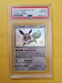 PSA 10 GEM MINT Pokemon Eevee Hidden Fates Holo SV41/SV94 - Image 1