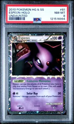 2010 POKEMON HEARTGOLD & SOULSILVER UNDAUNTED #81 ESPEON-HOLO PSA 8 - Image 1