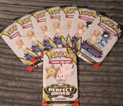 Pokemon TCG Mega Evolution Mix Bundle 7 Phant.Flames Packs 1 Perfect Order Pack - Image 1