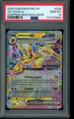 2025 Pokemon PRE EN Jolteon Ex 030/131 Surprise Box Exclusive Stamped PSA 10 - Image 1