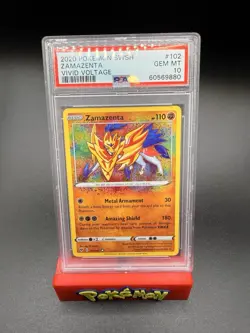 2020 Pokemon Sword & Shield Vivid Voltage Amazing Rare Zamazenta #102 PSA 10 - Image 1