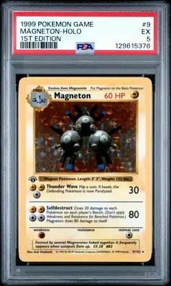 1999 POKEMON BASE SET 1ST EDITION #9 MAGNETON-HOLO PSA 5 - Image 1