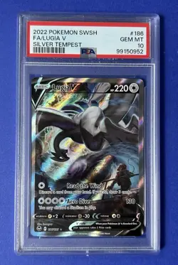 2022 Pokemon SWSH FA/Lugia V Silver Tempest #186 PSA 10 GEM MT - Image 1