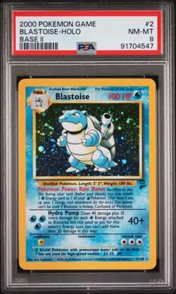 Pokemon PSA 8 Blastoise 2/130 Holo Rare Base Set 2 Near Mint - Mint - Image 1