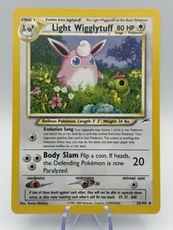 Pokemon TCG Light Wigglytuff Card 54/105 Neo Destiny Regular - Image 1
