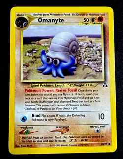 Omanyte 60/75 NM Common Neo Discovery Pokemon Card Near Mint - Image 1