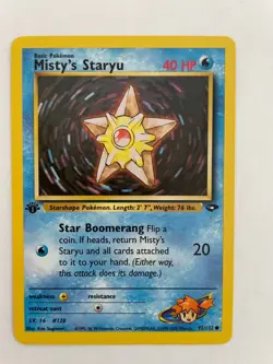 1st Edition Gym Challenge Misty’s Staryu 92/132 Pokemon Card WOTC Vintage NM - Image 1