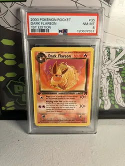 2000 POKEMON ROCKET 1ST ED #35 DARK FLAREON PSA 8 - Image 1