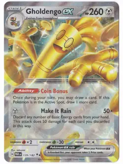Pokemon Gholdengo ex Paradox Rift 139/182 Double Rare Holo - NM - Image 1