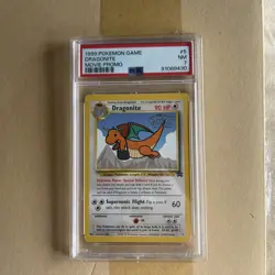 1999 Pokemon MOVIE Promo #5 Dragonite PSA 7 Black Star NM Wizards of the Coast - Image 1