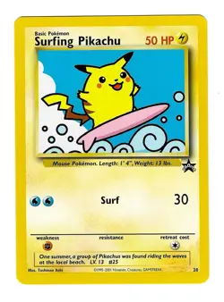 Surfing Pikachu ⭐ 28 Promo Wizards Black Star Promos 1999 Pokemon LP WOTC - Image 1