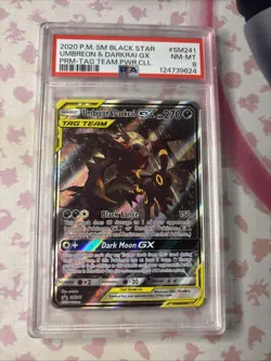 2020 Pokemon Sun and Moon Umbreon & Darkrai Black Star Promo PSA 8 - Image 1
