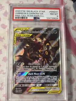 2020 Pokemon Sun and Moon Umbreon & Darkrai Black Star Promo PSA 8 - Image 2