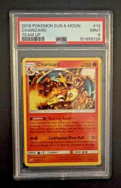 2019 Pokemon Sun & Moon Team Up Charizard PSA 9 #14/181 - Image 1