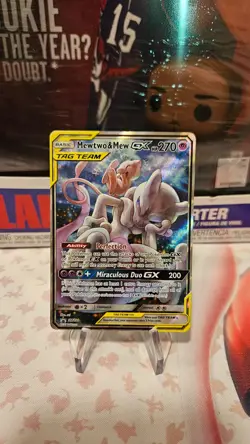 2019 Mew & Mewtwo GX Tag Team SM191 Black Star Promo Pokemon Card DAMAGED - Image 1