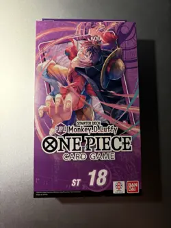 One Piece card game Starter Deck Purple Luffy ST-18 Sealed MINT with ACRYLIC - Image 2