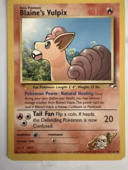 Pokemon TCG Blaine's Vulpix Gym Heroes Card 65/132 Unlimited Common NM - Image 1