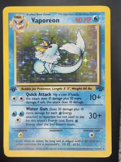 Pokemon Vaporeon 1st Edition Holo Rare Jungle 12/64 WoTC 1999 Raw - Image 3