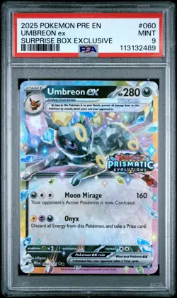 2025 POKEMON PRE EN-PRISMATIC EVOLUTIONS SURPRISE BOX EXCLUSIVE UMBREON EX PSA 9 - Image 1