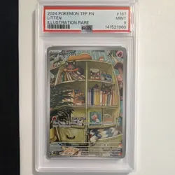 Pokemon Litten Illustration Rare Holo SV05: Temporal Forces PSA 9 167/162 - Image 1
