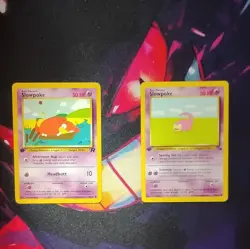 1st Edition Slowpoke lot, Team Rocket Slowpoke and Fossil Slowpoke Pokemon Cards - Image 1