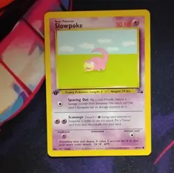 1st Edition Slowpoke lot, Team Rocket Slowpoke and Fossil Slowpoke Pokemon Cards - Image 2