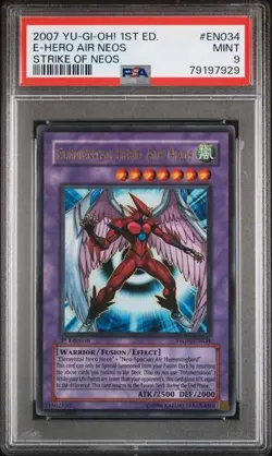 Yugioh Elemental Hero Air Neos STON-EN034 1st Edition Ultra Rare PSA 9 - Image 1