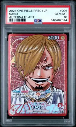 2024 ONE PIECE JPN PRB01-PREM BOOSTER -ONE PIECE CARD THE BEST- SANJI PSA 10 - Image 1
