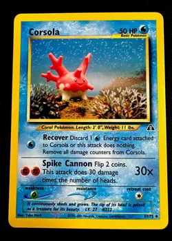 Corsola 37/75 NM Uncommon Neo Discovery Pokemon Card Near Mint - Image 1