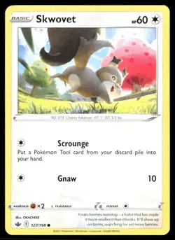 2021 Chilling Reign Set Pokemon Card 127 Skwovet NM - Image 1