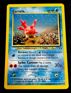 Corsola 37/75 LP Uncommon Neo Discovery Pokemon Card Light Play - Image 1