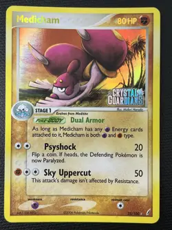 Medicham 25/100 EX Crystal Guardians Stamped Reverse Holo Rare Pokemon Card LP - Image 1