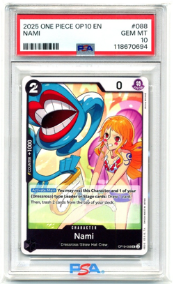 2025 One Piece Royal Blood OP10-088 Nami PSA 10 Gem Mint Pop 5 - Image 1