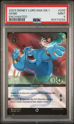Double Sword Error Genie PSA 9 Enchanted Lorcana First Print Run *RARE! 209 - Image 1