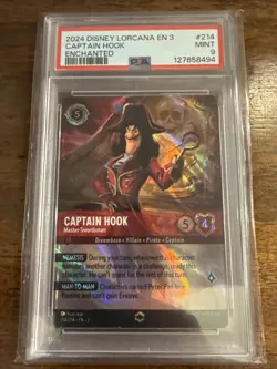 2024 DISNEY LORCANA EN 3-ENCHANTED CAPTAIN HOOK MASTER SWORDSMAN PSA 9 - Image 1