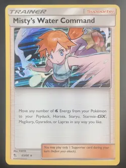 Misty's Water Command 63/68 Hidden Fates 2019 Holo Rare Pokemon TCG Card - NM - Image 1
