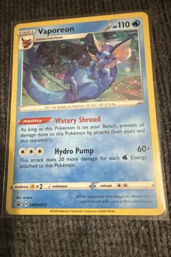 Vaporeon SWSH072 Black Star Promo Holo Pokemon Card NM - Image 1