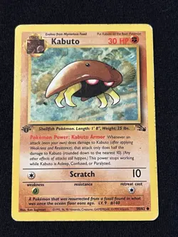 Pokemon TCG Kabuto Fossil Card 50/62 Regular Common 1st Edition HP - Image 1
