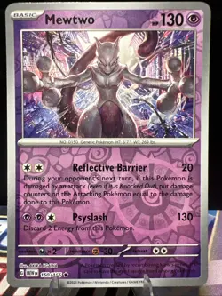 Mewtwo Reverse Holo Rare Sv: Scarlet & Violet 151 Card 150/165 - Image 1