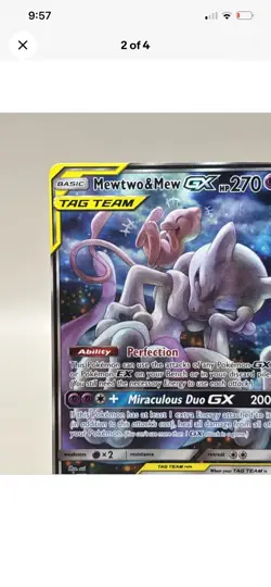 Mewtwo & Mew GX SM191 Black Star Promo Full Art Holo Pokemon Card 🔥 - Image 2
