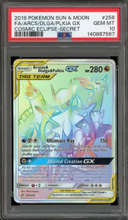 Pokemon Arceus & Palkia & Dialga GX Cosmic Eclipse Secret Rare #258 PSA 10 - Image 1