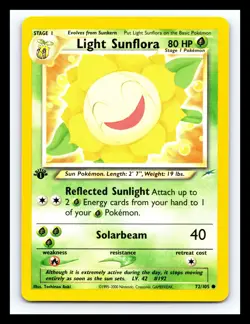 💥 LIGHT SUNFLORA 1st Edition Stamp #72/105 Neo Destiny Non Holo Vintage Pokemon - Image 1