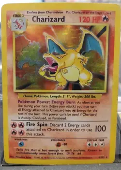 Pokemon Base Set Charizard Holo Rare - #4/102 - RARE; Moderately/ Heavy Played - Image 1