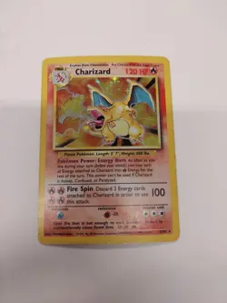 Pokemon Base Set Charizard Holo Rare - #4/102 - RARE; Moderately/ Heavy Played - Image 2