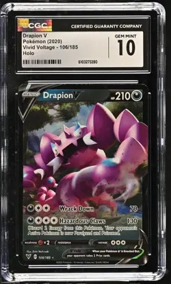 2020 Pokemon TCG Drapion V 106/185 Vivid Voltage Ultra Rare CGC 10 Holo 210 HP - Image 1