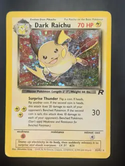 Vintage Pokemon TCG Dark Raichu Team Rocket 83/82 Holo Secret Rare 2000 Wizards - Image 3