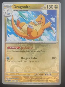 Pokemon Dragonite Stage 2 Rare Reverse Holo Scarlet & Violet 151 149/165 180 NM - Image 1